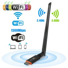 USB Wireless WiFi Adapter Dual Band 1300Mbps Network Card Antenna for Laptop CS
