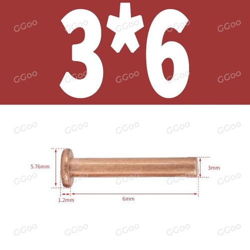 Solid Copper Flat Head Rivets - 1.5mm 2mm 2.5mm 3mm 4mm 5mm 6mm 8mm - Picture 28 of 83