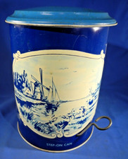 Wolverine Dutch Tin Litho Child's Toy Step Up Garbage Can with Liner 1940s