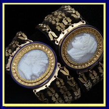 Antique Georgian Bracelets Gold Cameo Napoleon Bonaparte portraits c1804 (5354)