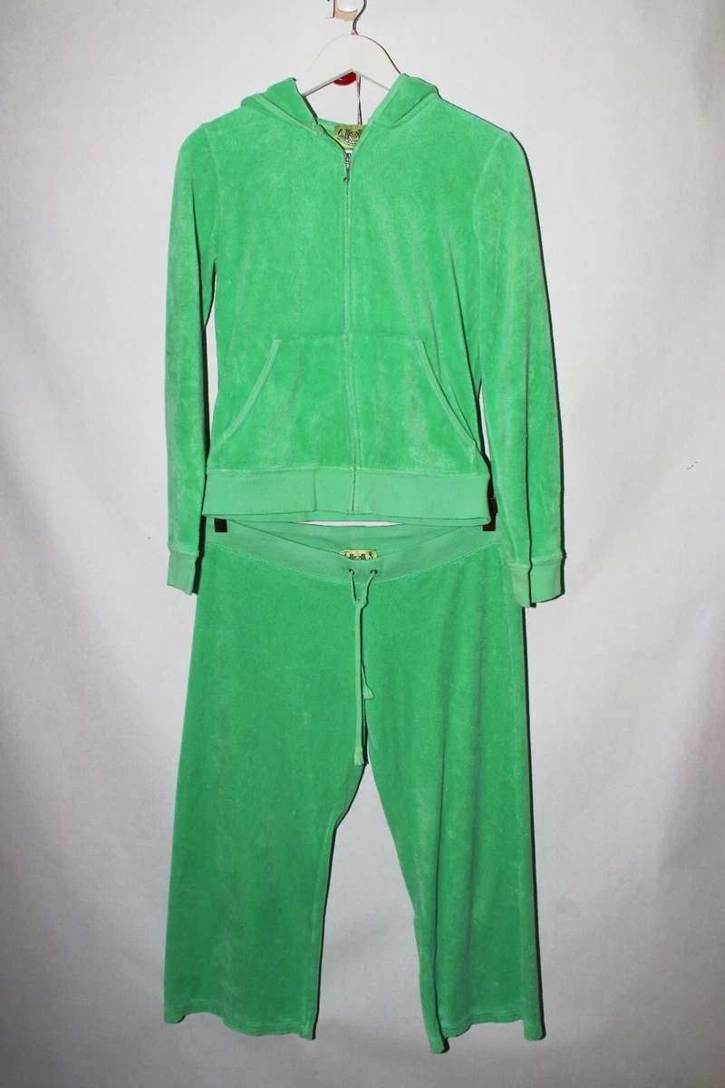 Juicy Couture velour straight leg trackies and hoodie set in dark green