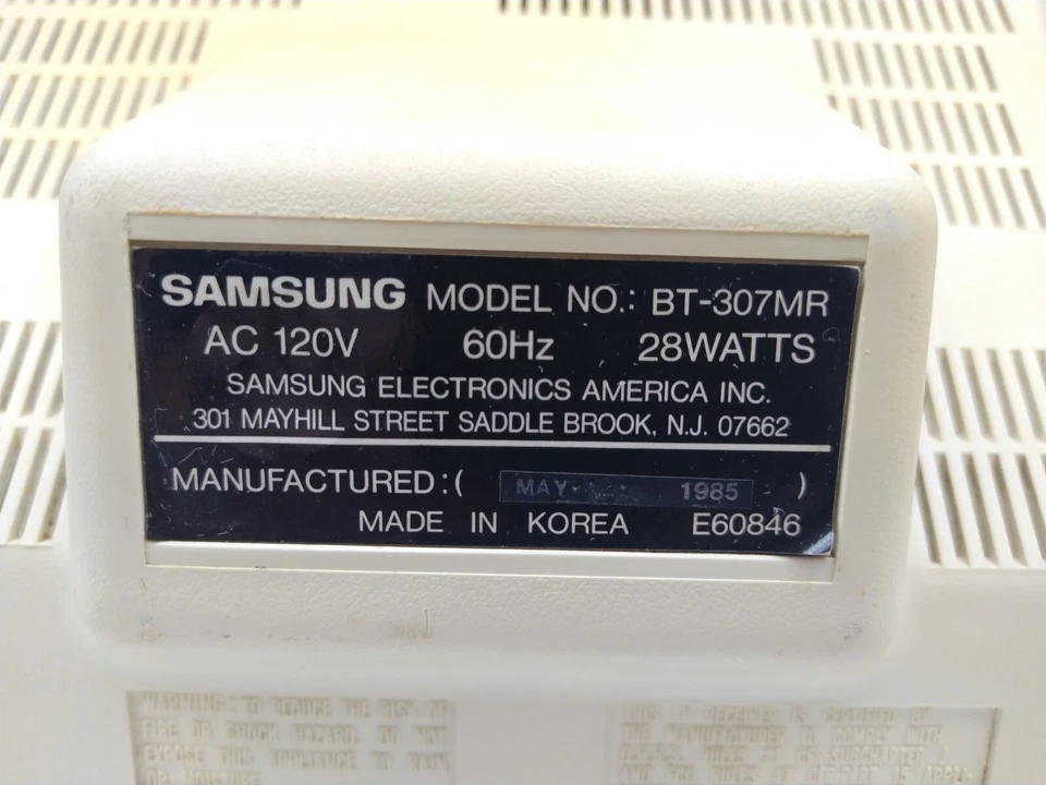 1985 Samsung 12" Portable Dial CRT B&W TV BT307MR Retro Gaming 12v Korea VHF/UHF - Image 3 of 4