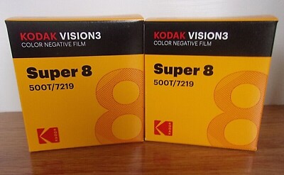 Kodak Vision 3 500T 7219 TwinPack Super-8 Color Negative Film-NEW - NO REMJET