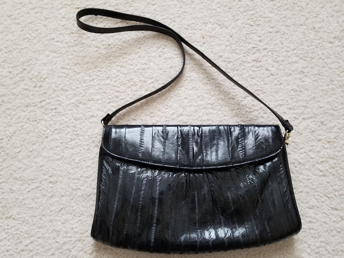 Genuine Eel Skin Black Shoulder Hand Bagcv/ Clutch | eBay display picture 2