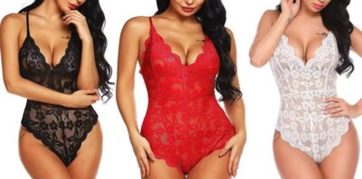 Sexy Reizwäsche Damen Body Dessous Erotik    Schwarz, Rot, Weiß Gr. L, XL ,XXL