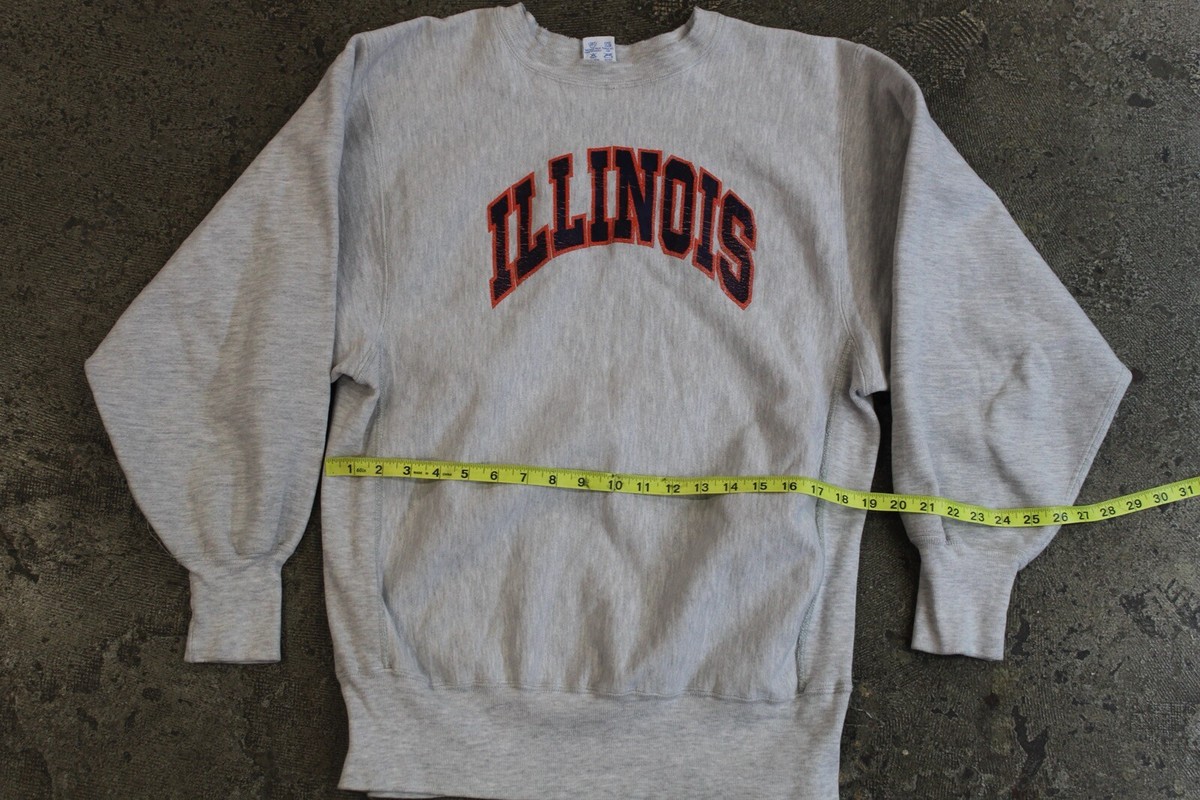 VTG Grey University of ILLINOIS College Champion REVERSE WEAVE