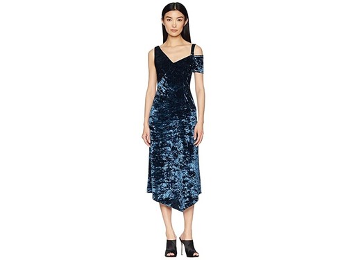 Yigal Azrouel Crushed Velvet Jersey Women's Dress Teal Blue : 8