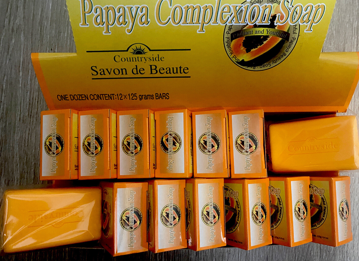 PACK OF 12 Papaya Complexion Soap with Papaya Oil 125g Each FREE SHIPPING