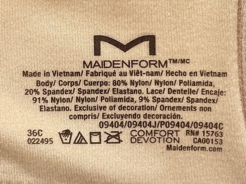 NWT Maidenform 36C Comfort Devotion Extra Coverage T-Shirt Bra 9404 Latte Lift - Picture 8 of 9