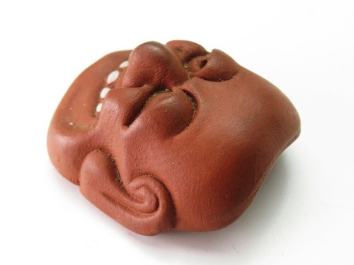 Japan Antike Netsuke Omen Maske Chuckle Inro Ojime Sagemono Meiji Original - Bild 4 von 8