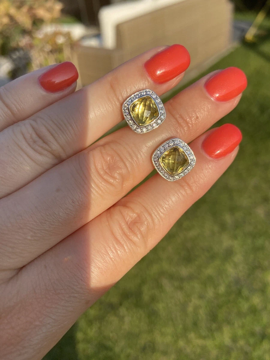 David Yurman Albion 7mm Lemon Citrine and Diamonds Stud