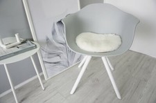 Véritable coussin d'assise en peau de mouton pour chaise Eames - Laine douce couleur blanche US