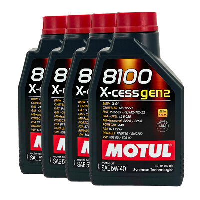 MOTUL 8100 X-cess GEN2 SAE 5W-40 Motorenöl VW 502 00, VW 505 00, 4x1 Liter