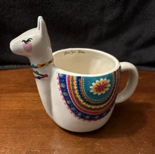 Natural Life Llama Shape LOVE YOU LOTS Blanket Colorful Ceramic Footed Mug