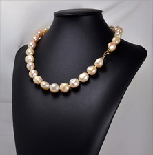 Collier en or Jaune 18 KT avec Perles D'Eau Douce Rose Ogln 0236