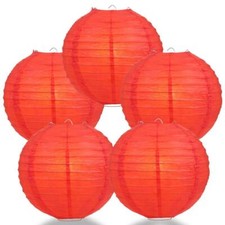 BULK PACK 5 24" Red Round Paper Lantern, Even Ribbing, Chinese Hanging Wedding