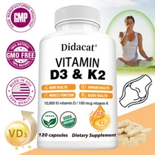 Vitamin D3 K2 Softgels - Extra Strength D3 K2 Supplement with 10000 IU