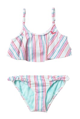 Roxy 12 Girls Flutter 2 Pc  Bikini Swimsuit Ariel Disney x Treasure Stripe Set