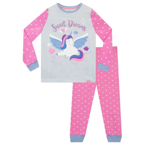 Unicorn Stars  Pyjamas Baby Kids Girls 18 24 Months 2 3 4 5 6 Years PJs Pink - Picture 1 of 7