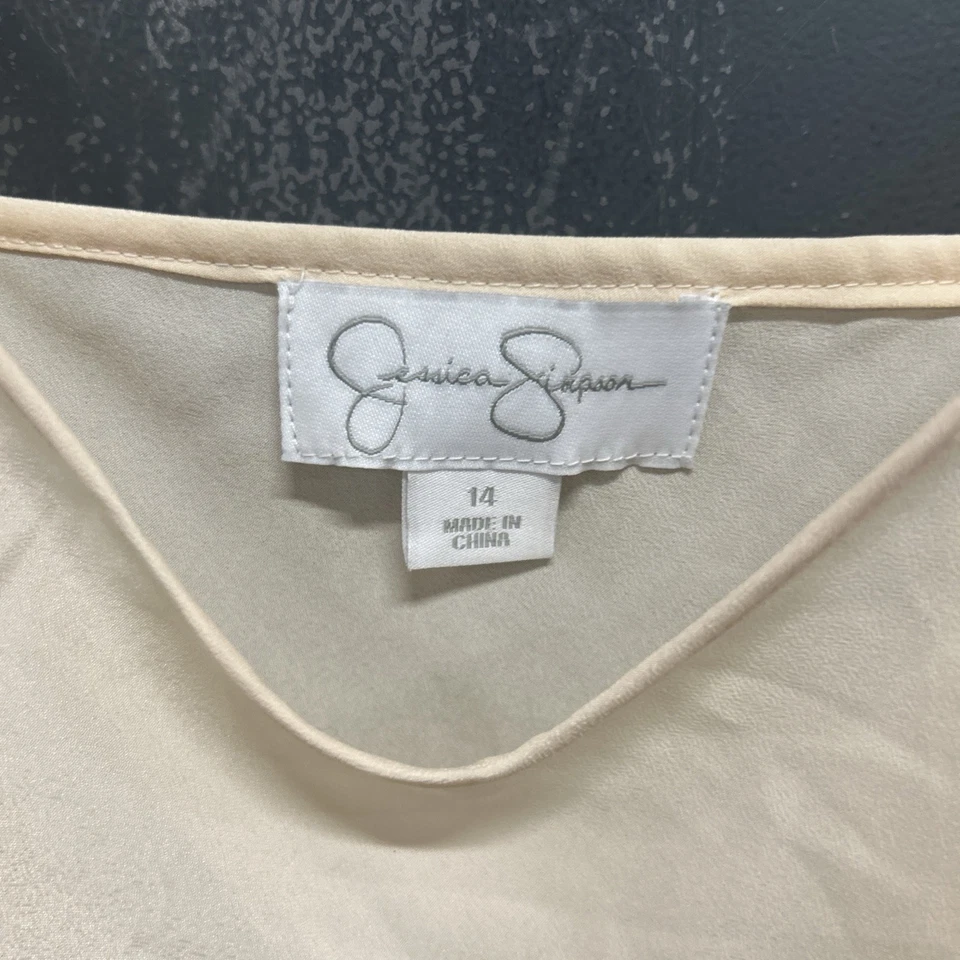 Vestido Formal Jessica Simpson Talla 14 Rodilla Crema Vainilla Foto 4 de 4