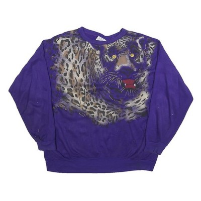 SASSY SPORT Damen Sweatshirt Lila Leoparden Grafik Rundhalsausschnitt XL