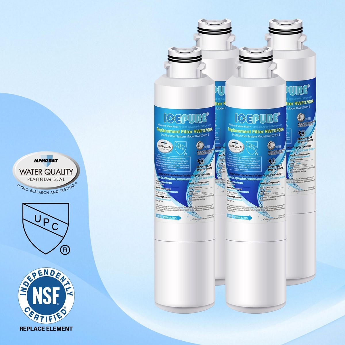 Amazon.com: ICEPURE DA2900020B Refrigerator Water Filter  4 Pack Fit for DA2900020B Refrigerator Water Filter main image 1