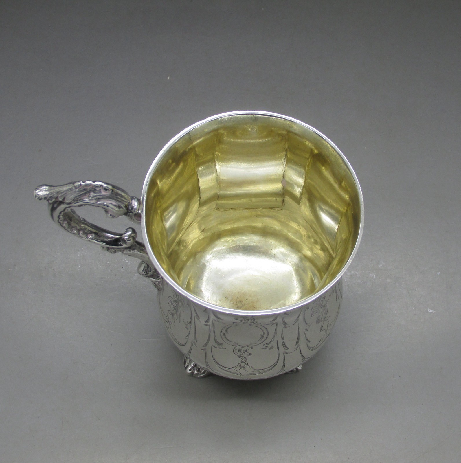 ANTIQUE VICTORIAN BEAUTIFUL SOLID STERLING SILVER HALF PINT MUG 150g LONDON 1838