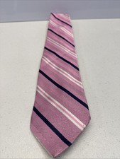 Brooks Brothers Tie Mens Pink White and Blue Necktie 100% Silk Made in the USA