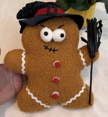 Way To Celebrate Plush Witch Gingerbread Man Decor, Brown, 9'' Halloween