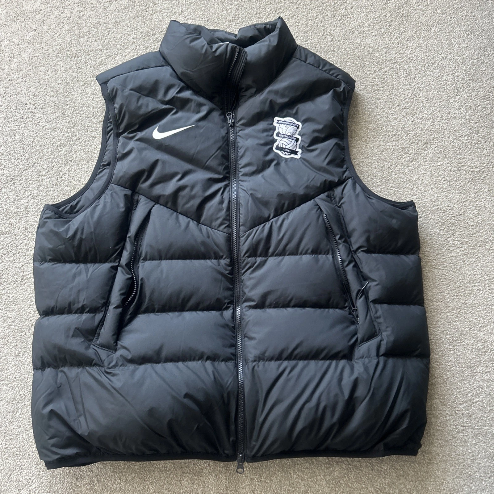 Birmingham City Fc Gilet Mens XXL Nike Down Player Issue FC Body Warmer Black