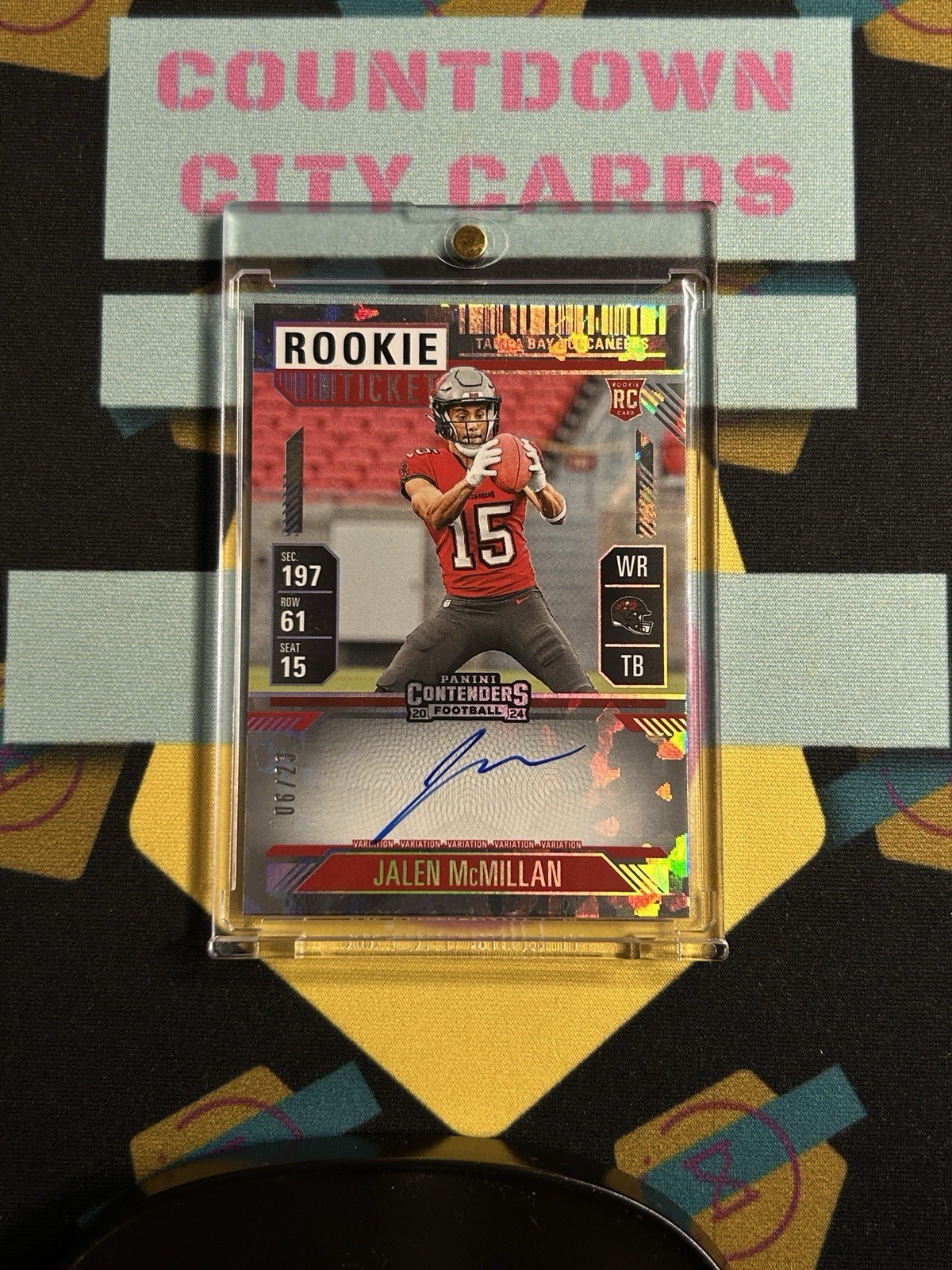 2024 Panini Contenders Jalen McMillan ROOKIE TICKET RC AUTO CRACKED ICE /23