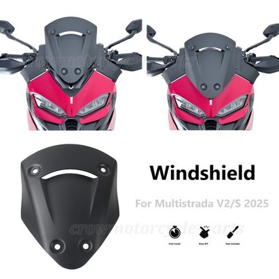 Black Sport Screen Windscreen Windshield For Ducati Multistrada V2/V2S 2025
