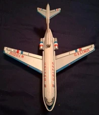 Vintage 1960s United Boeing 727 Tin Toy Jet Airplane With1 Friction Motor Japan