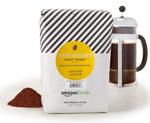 3 Stück Amazon Fresh Just Bright gemahlener Kaffee leichte Röstung 32 Unzen (2 Pfund) Beutel 09/2025 - Bild 2 von 3