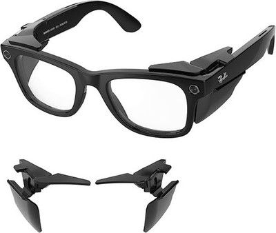 Hibloks Full Coverage Safety Glasses Black Side Shields for Ray-Ban Meta Gen 1 &