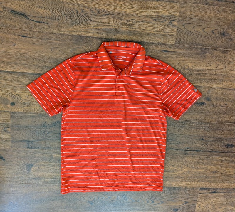 Under Armour HeatGear Orange Short Sleeve Polo Shirt Men's L (22" pit-pit)