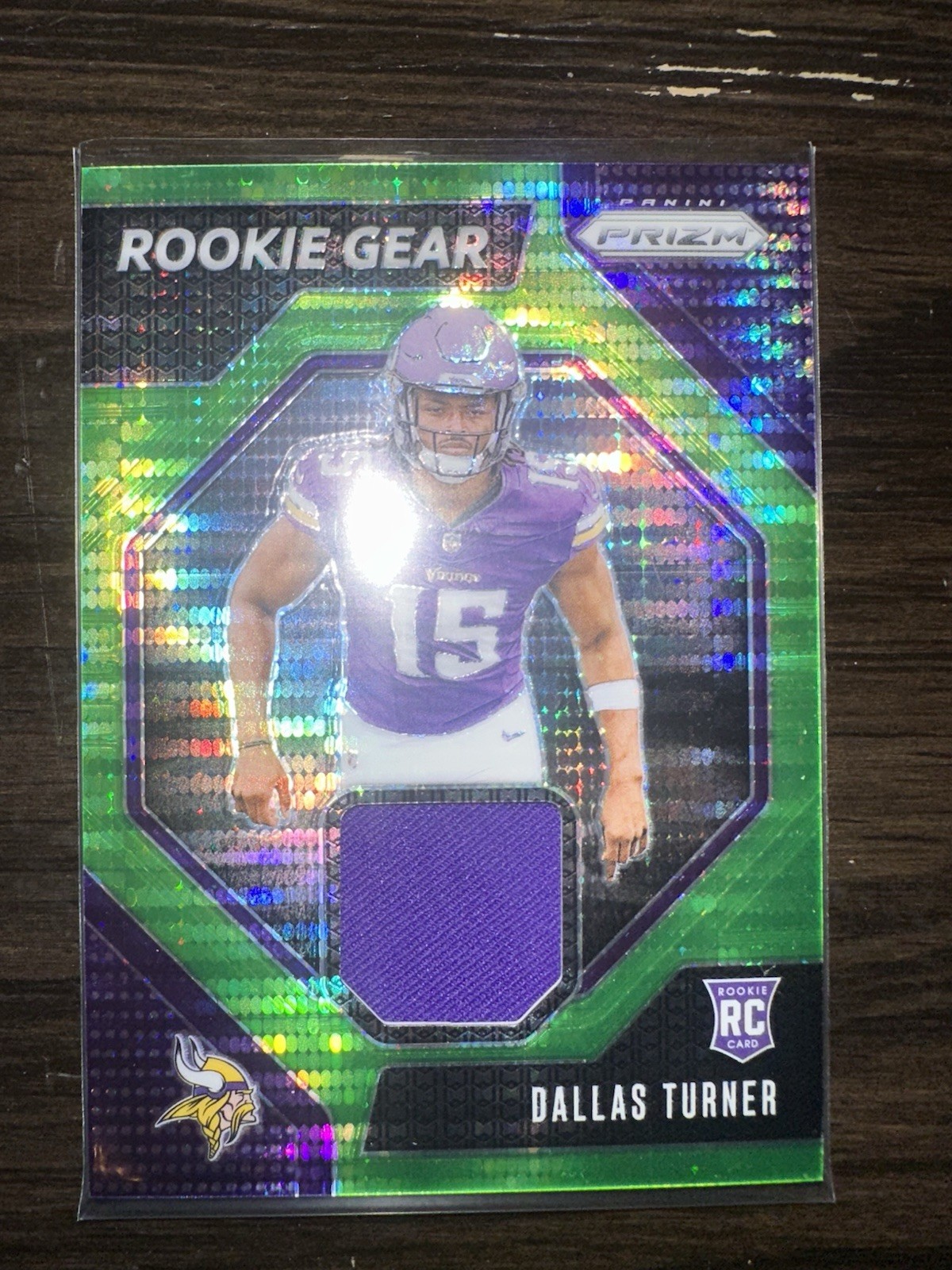 2024 Panini Prizm Rookie Gear Dallas Turner #RG-DTR Neon Green Pulsar Prizm RC 