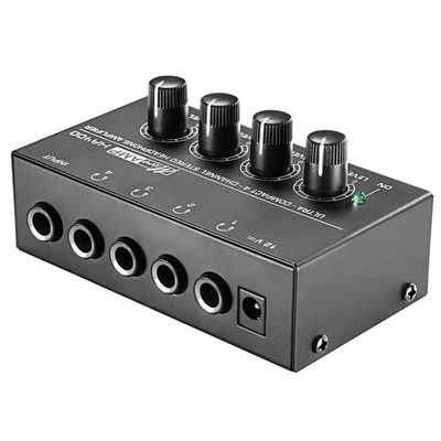 HA400 Mini Headphone Amplifier 4 Channel Stereo Audio Amp with Power Adapter