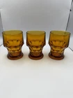 Vintage Amber Glass Anchor Hocking Georgian Tumblers 4.25”  Set of 3 EUC