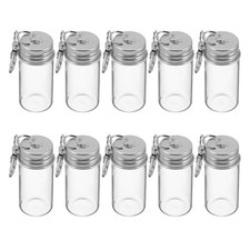 10Pcs Reusable Tiny Glass Craft Bottles with Lids Portable Mini Transparent Jars