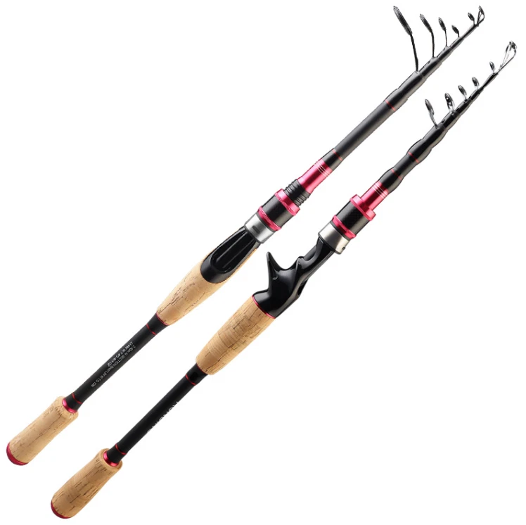 Telescopic Fishing Rods Carbon Fiber 1.98M-2.7M Travel Pole Casting Spinning Rod