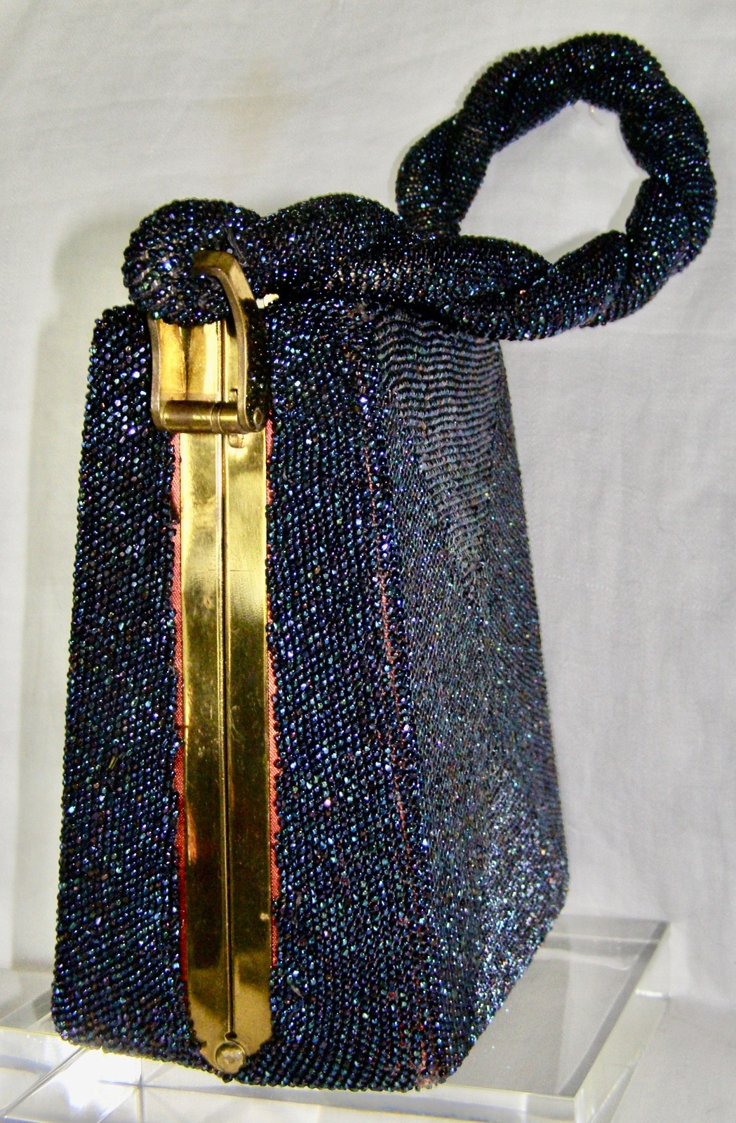 VINTAGE 1940’s STURDY FRAMED RECTANGULAR BEADED H… - image 10