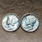 1937 P & D ~ MERCURY DIME LOT ~ CH AU ~ 2 COINS