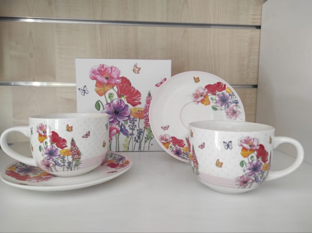Fade Set Colazione Due Tazzoni Con Piattino Ceramica Con Scatola