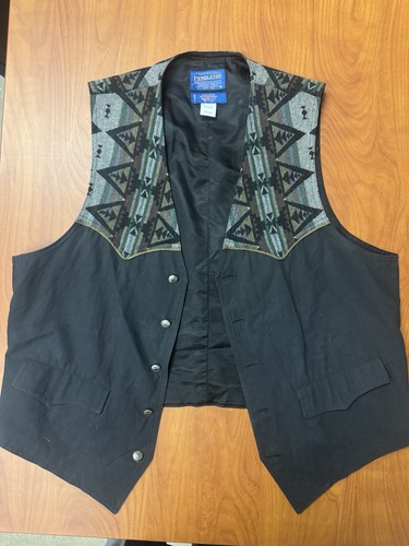 Pendleton Western Men's 100% Cotton Aztec  Vest Black Multicolor Size L