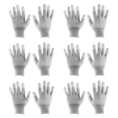 6 Pairs ESD Anti Static Gloves 21cm PC Gloves(Large), Grey