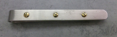 Original Designer Edelstahl Steel Krawattennadel mit 3 Gold Schrauben