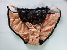 M/6 Vtg SEARS 70s-80s Very Shiny Nylon Lace String Lo Rise Bikini USA Panties