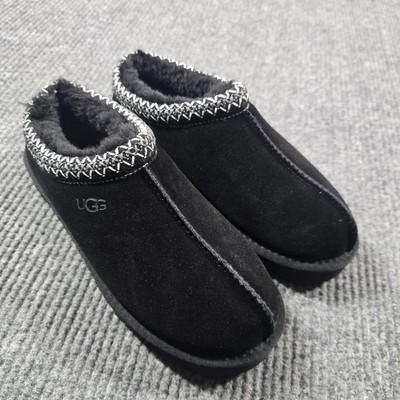 UGG Boots Womens Size 8 Black Suede Ankle Sheepskin Lined Tazz Platform Slip On