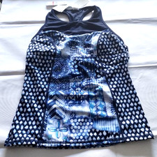 Tommy Bahama Mare Navy Active Patch Work Tankini With Mesh Size XS/TP